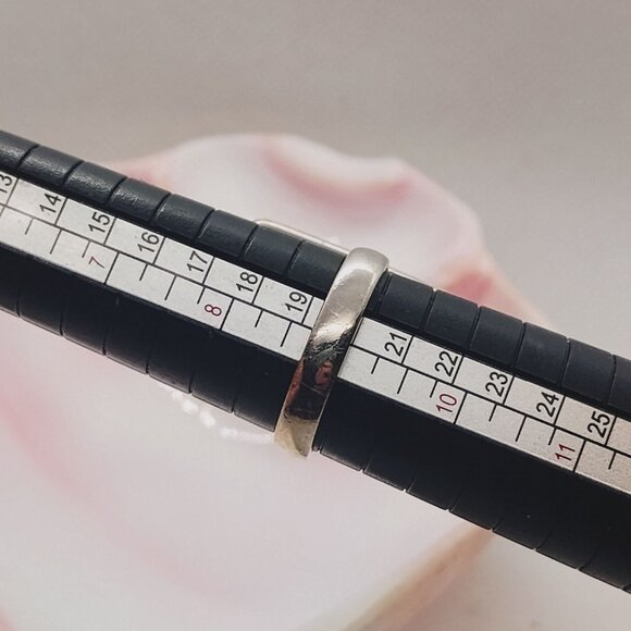 Natural Larimar Sterling Silver Rectangle Design Ring Size 9 Artisan - Picture 7 of 7